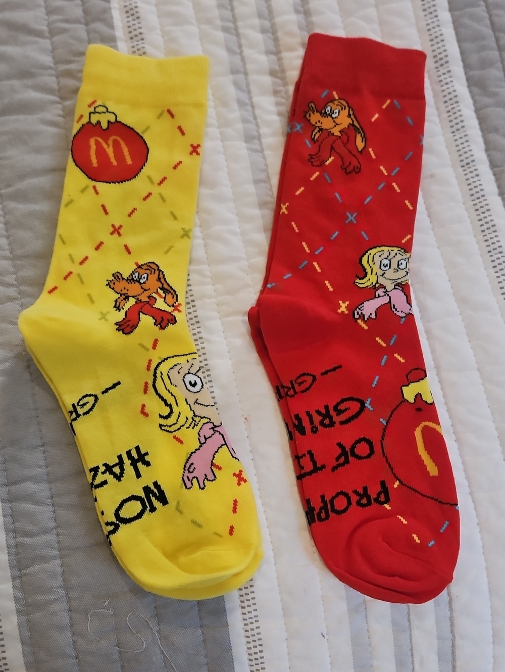 McDonald's Crew Socks Pair in Bright Yellow & Red with Character Motifs